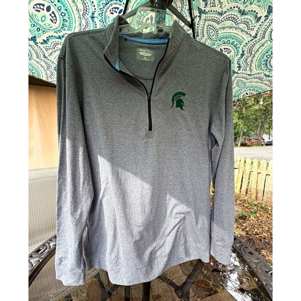 Straight Down DryFuze Men's XL Gray 1/4 Zip Mock Neck MSU Spartans Pullover xl
